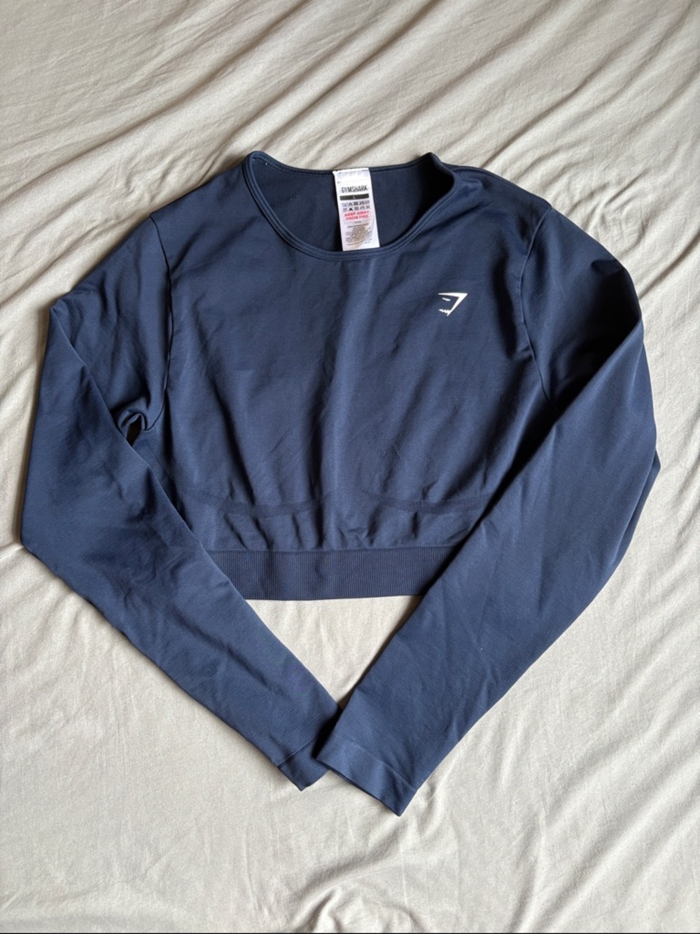 Gymshark Navy Long-Sleeve Cropped Training Top